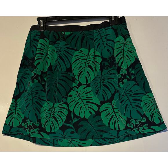 Banana Republic Green Leaf Floral Pleated Mini Flare Skirt Women's Size 4 Vtg - Picture 1 of 5